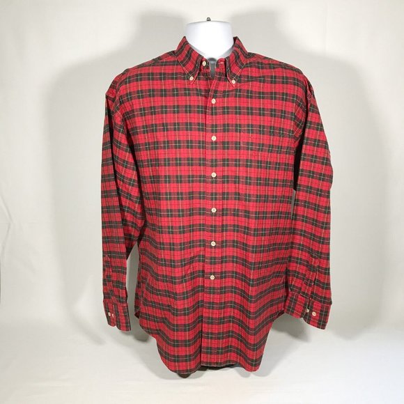 VTG Deep River Trading Co Red Tartan Plaid Long Sleeve Button Shirt Mens XL - Picture 1 of 4
